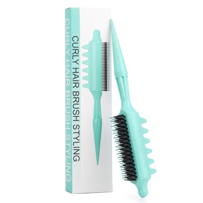 Wholesale curved roller comb made from wheat straw fiber for detangling and scalp massage.
